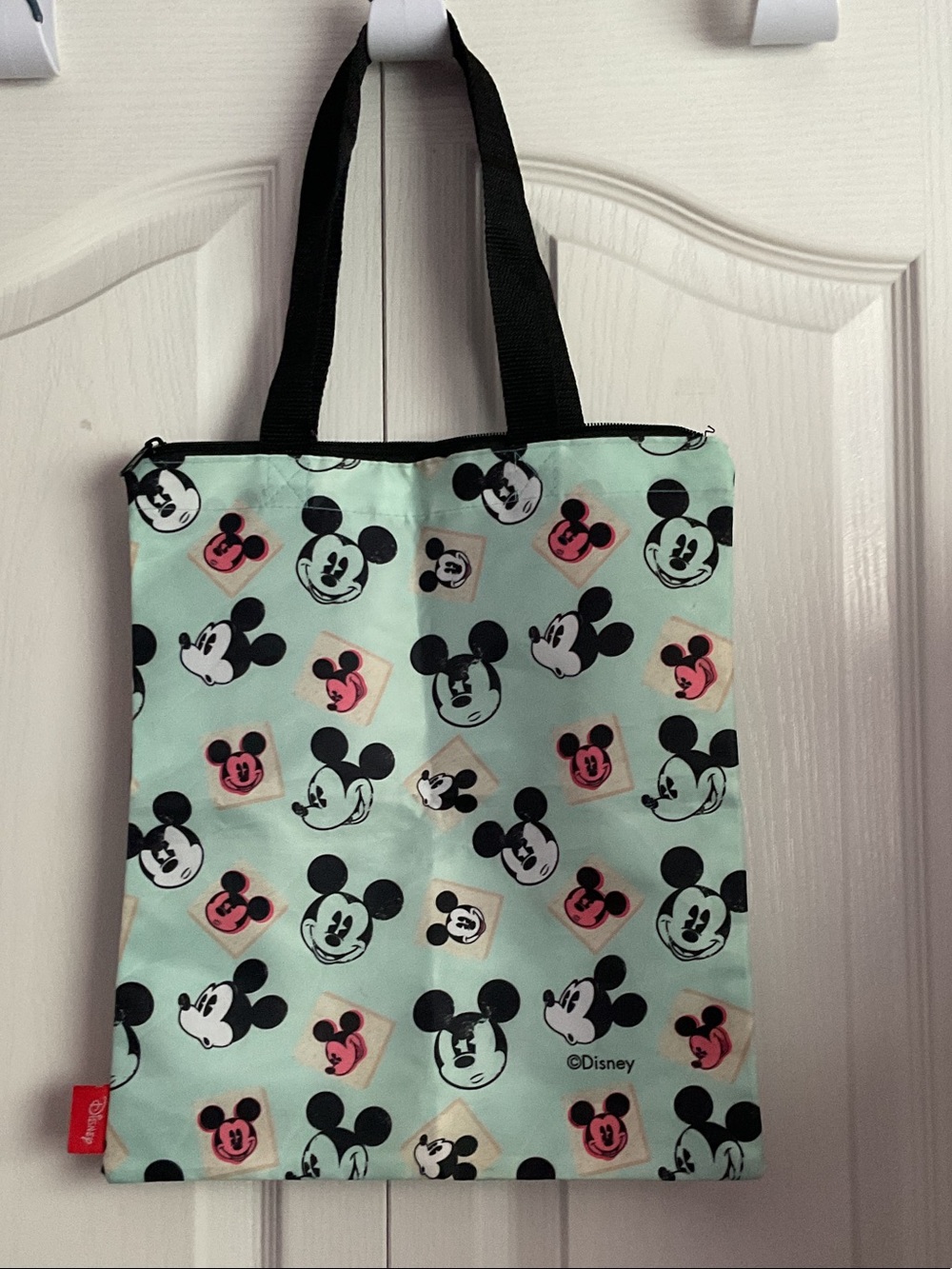 Disney Mint Green Mickey Print Tote with Black Handles